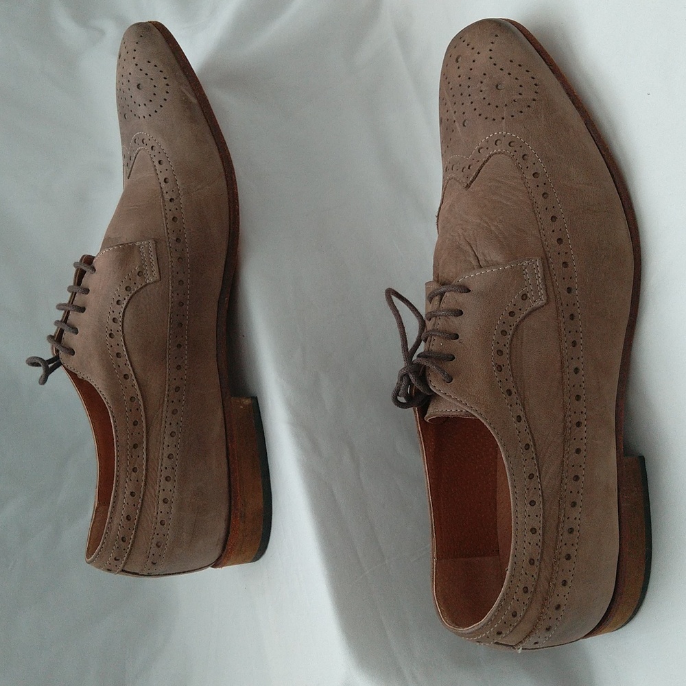 Vero cuoio made in Italy men's leather lace up light brown dress shoes Sz 42